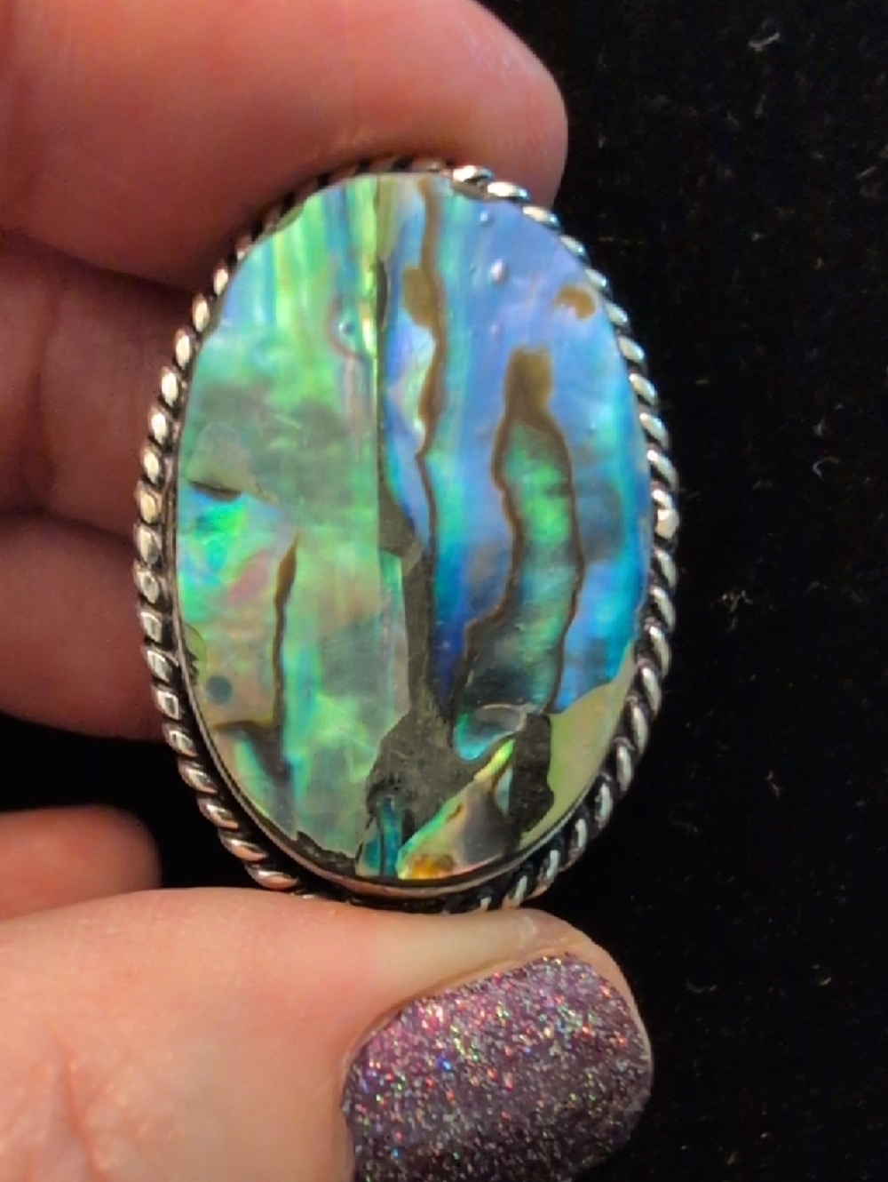 Oval Shaped Ring With Abalone